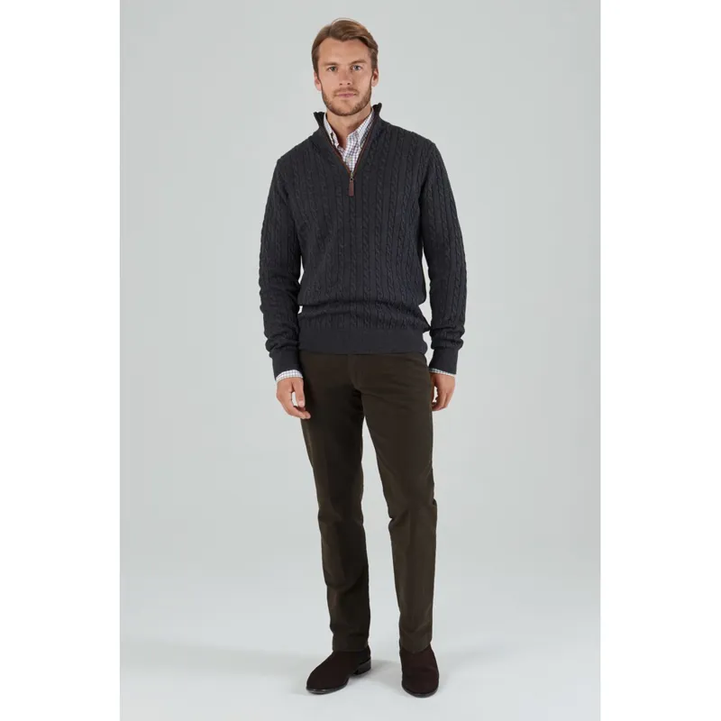Schoffel Cashmere Cable 1/4 Zip Jumper - Charcoal-1